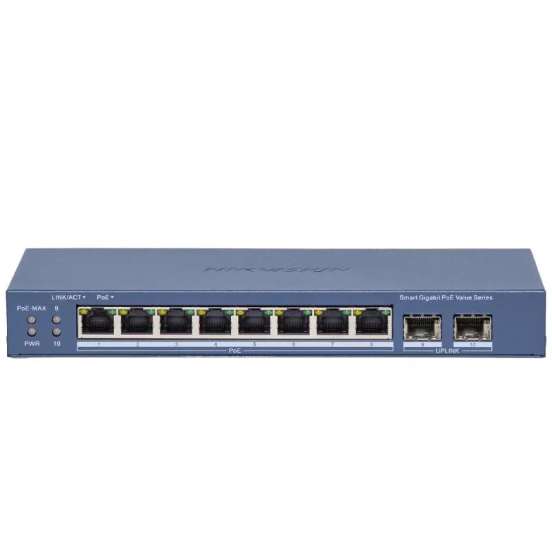 Switch PoE 8 ch 10/1001000MB + 2 fibra gb 80W